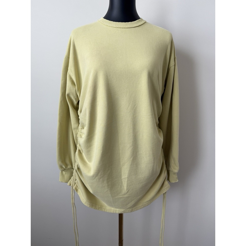 American Eagle Side Cinch Fleece Mini Dress/Top Size S Citron EUC Long Sleeve